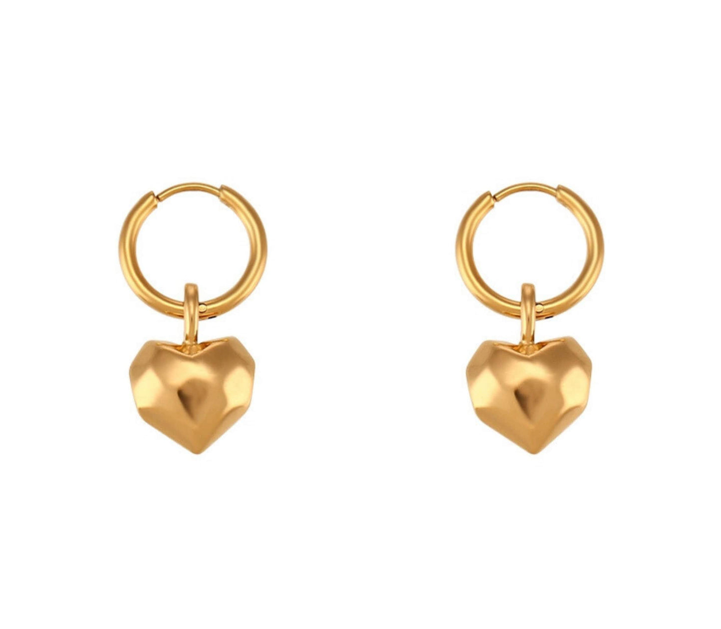 Irregular Heart Charm Hoop Earrings