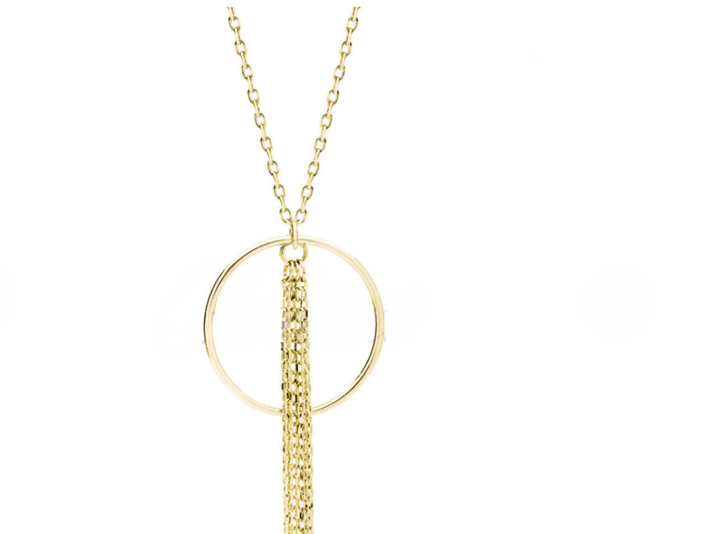 Large Circle Chain Tassels Necklace