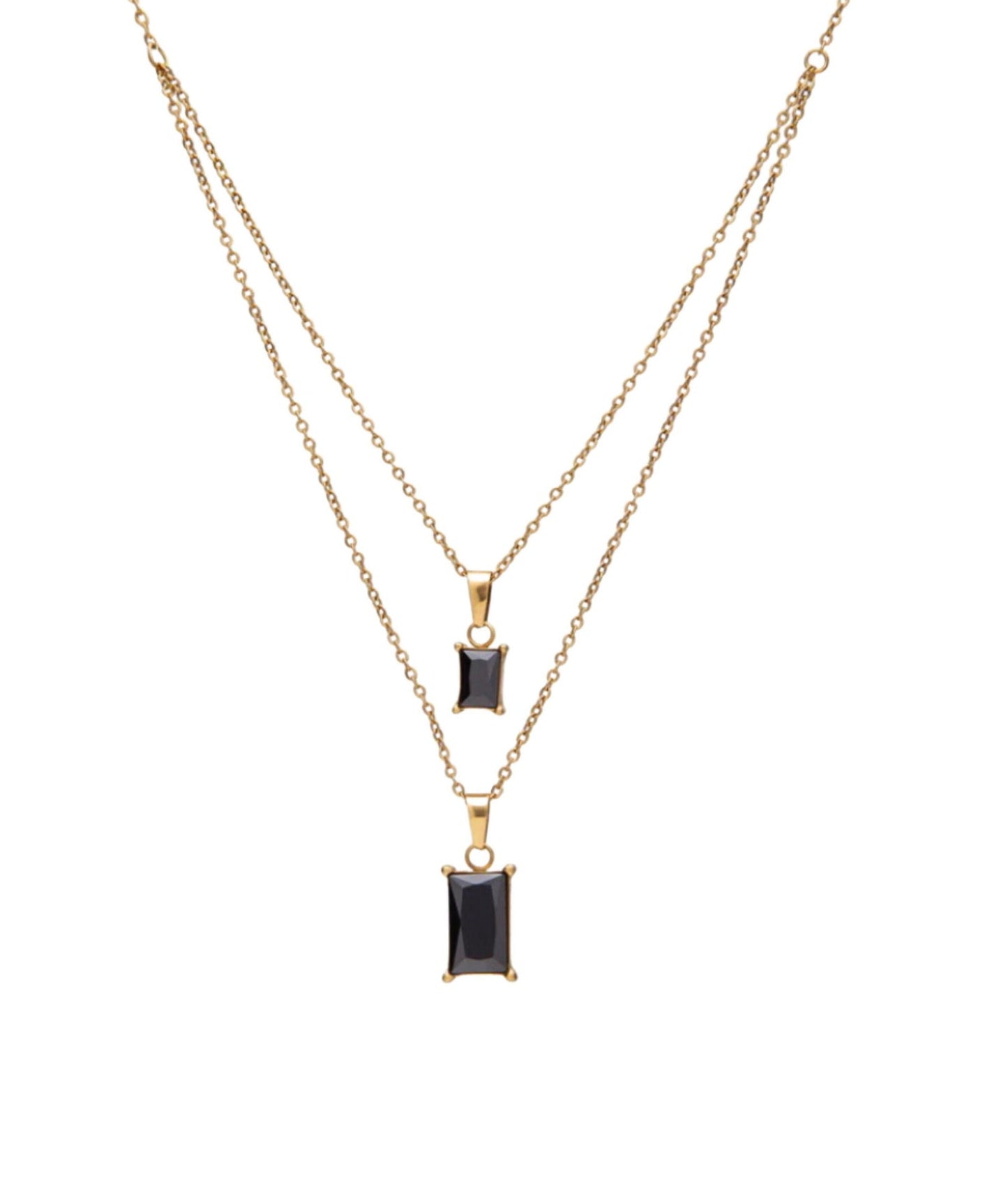 Black Rectangle Pendent Necklace