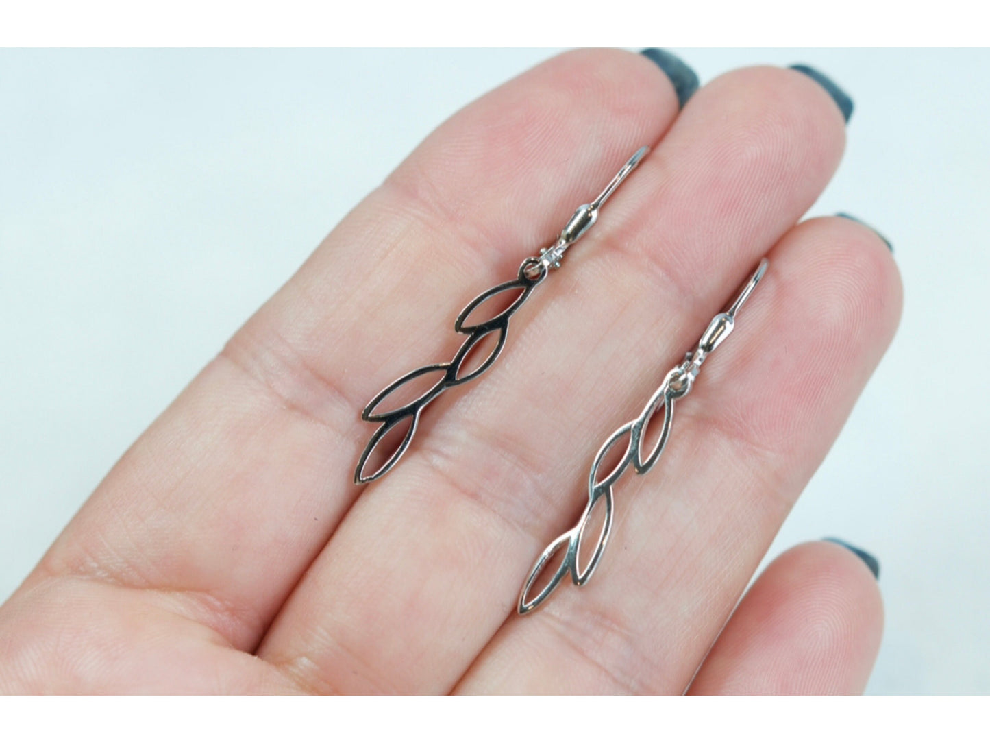 Vine Leaf Charm Drop Hoop Earrings