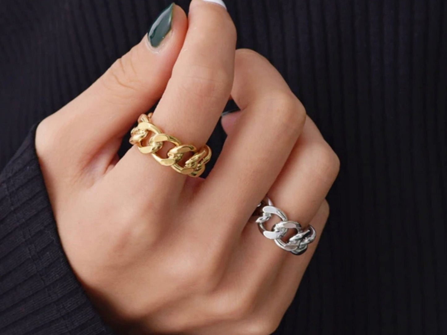 Cuban Chain Cuff Ring