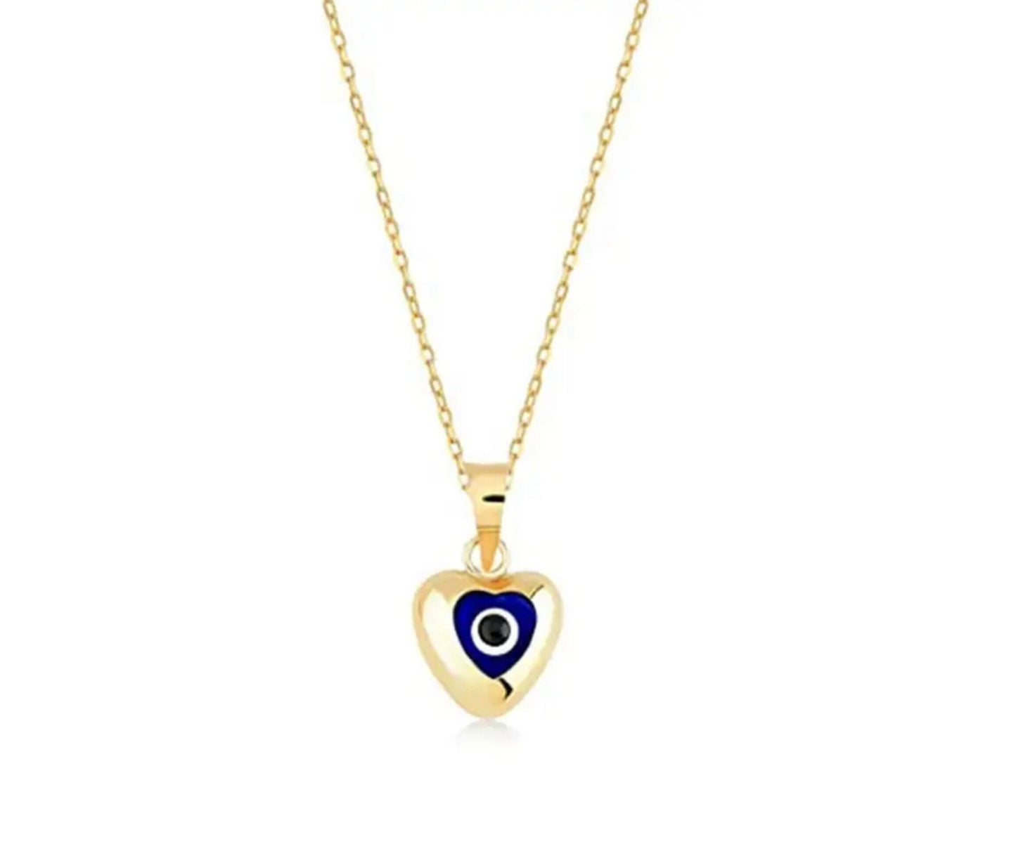 Evil Eye Heart Charm Necklace