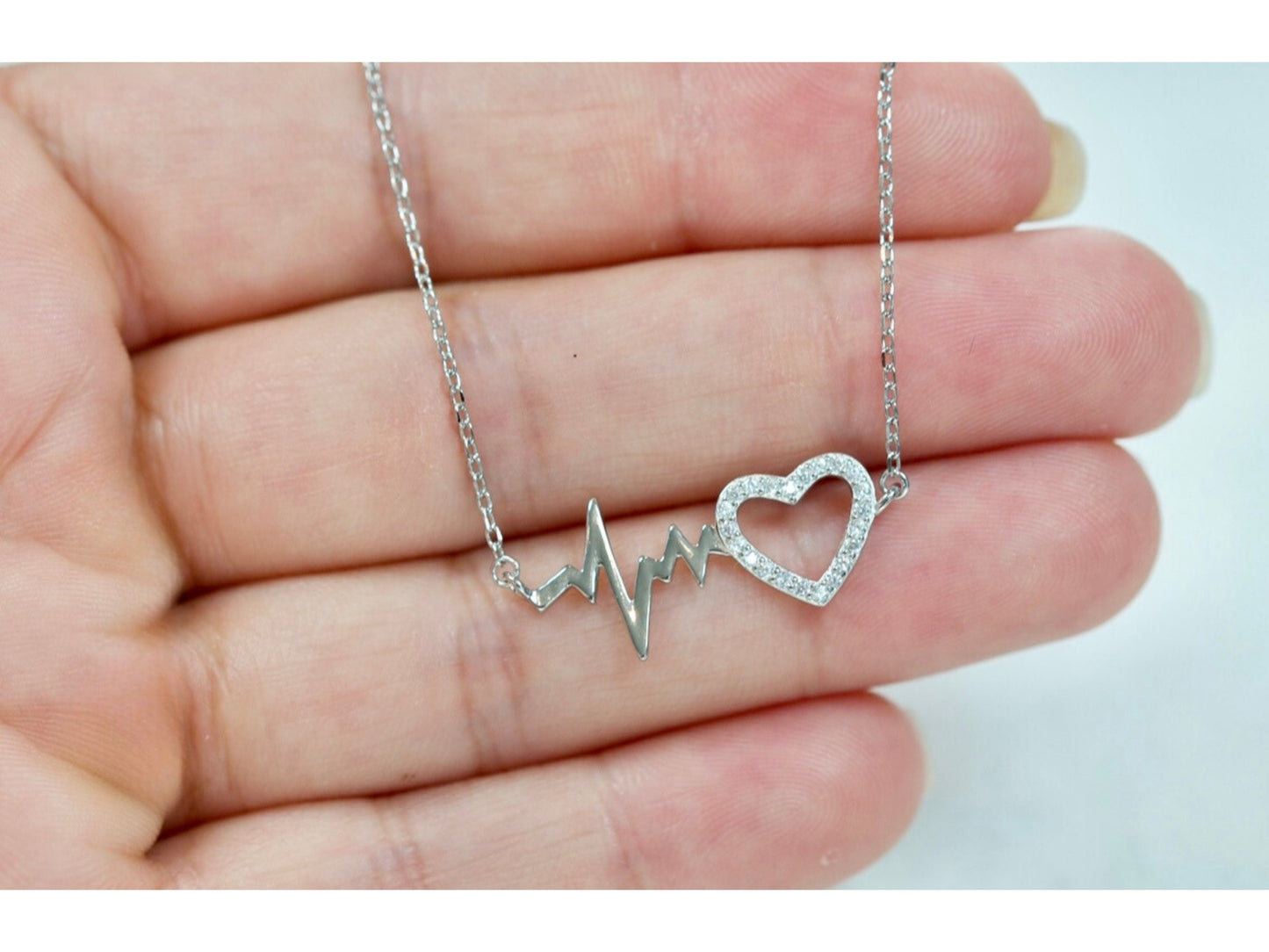 Diamond Heartbeat Pendant Necklace