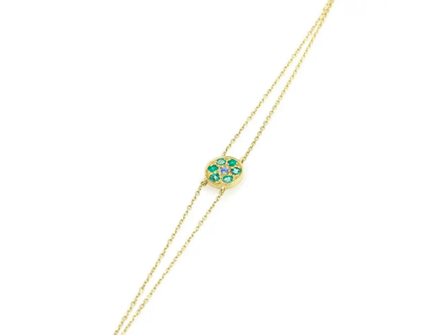 Emerald Round Charm Bracelet