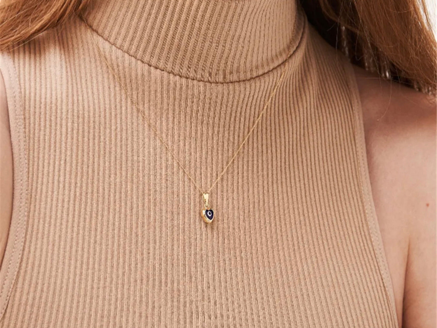 Evil Eye Heart Charm Necklace