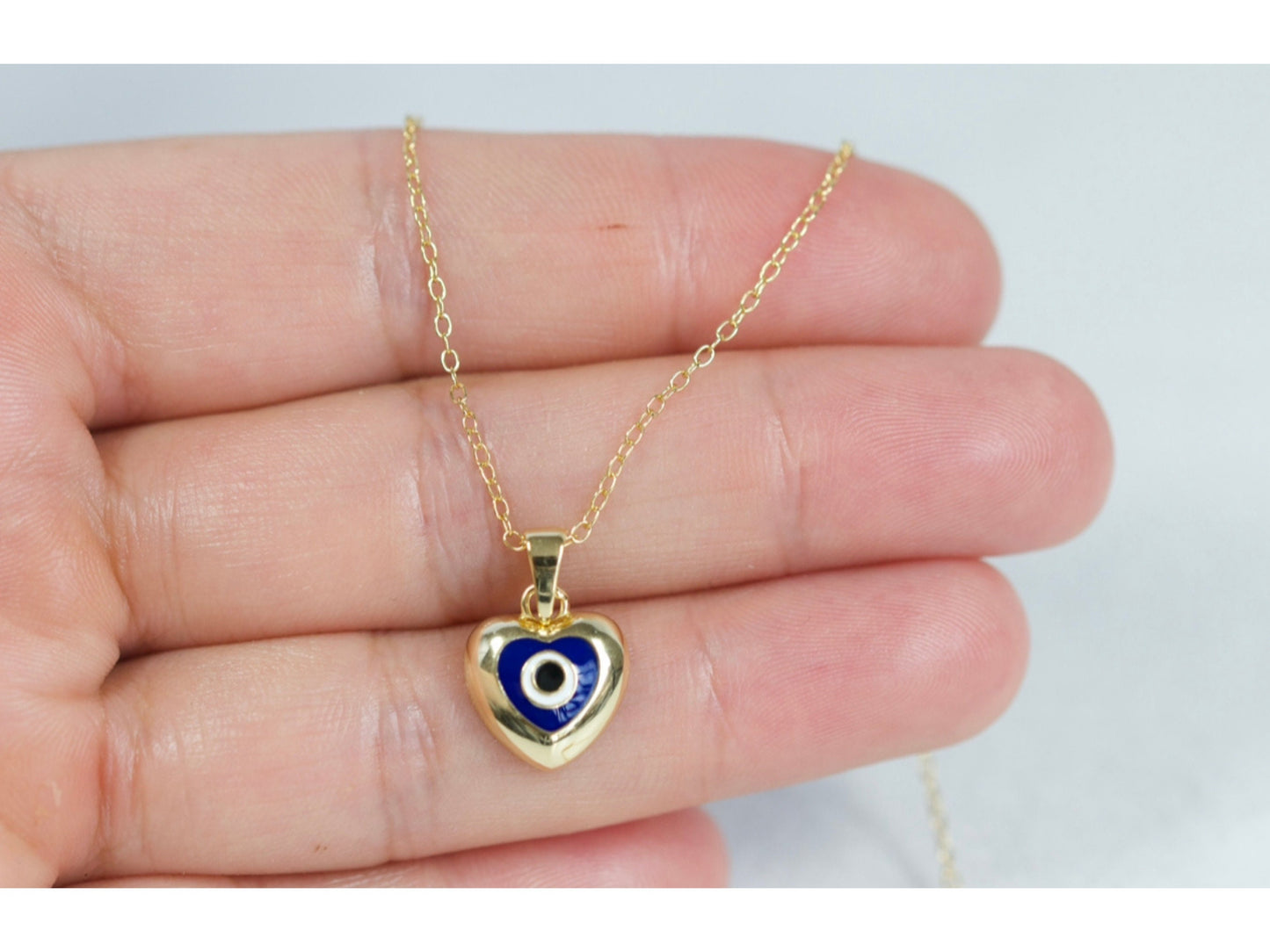 Evil Eye Heart Charm Necklace
