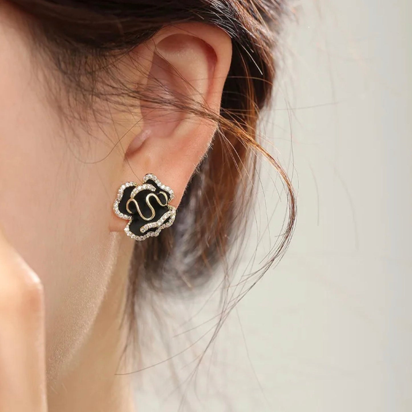 Black Flower Earrings