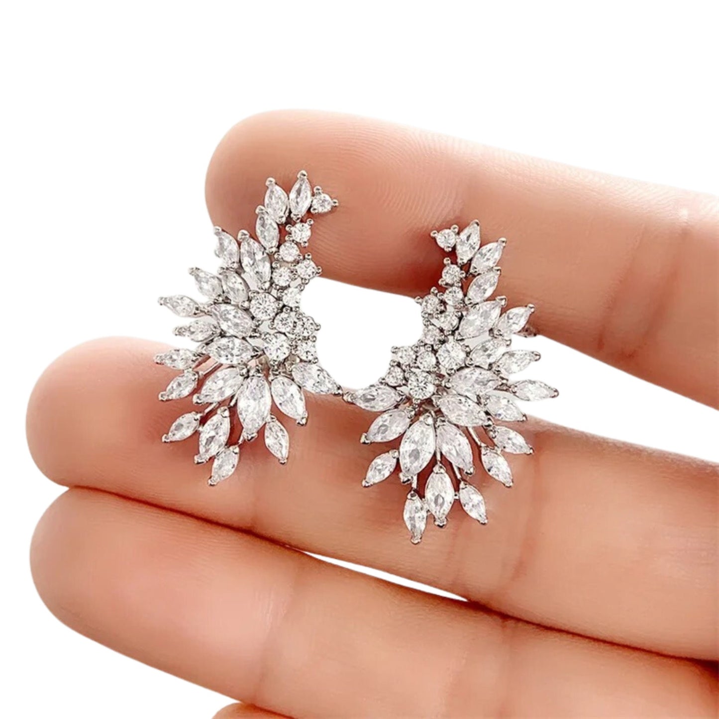 Large Flower Silver Stud Earrings