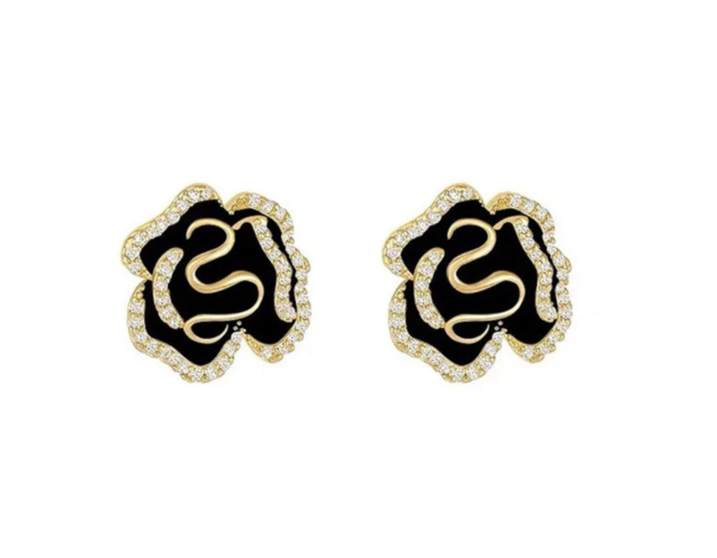 Black Flower Earrings