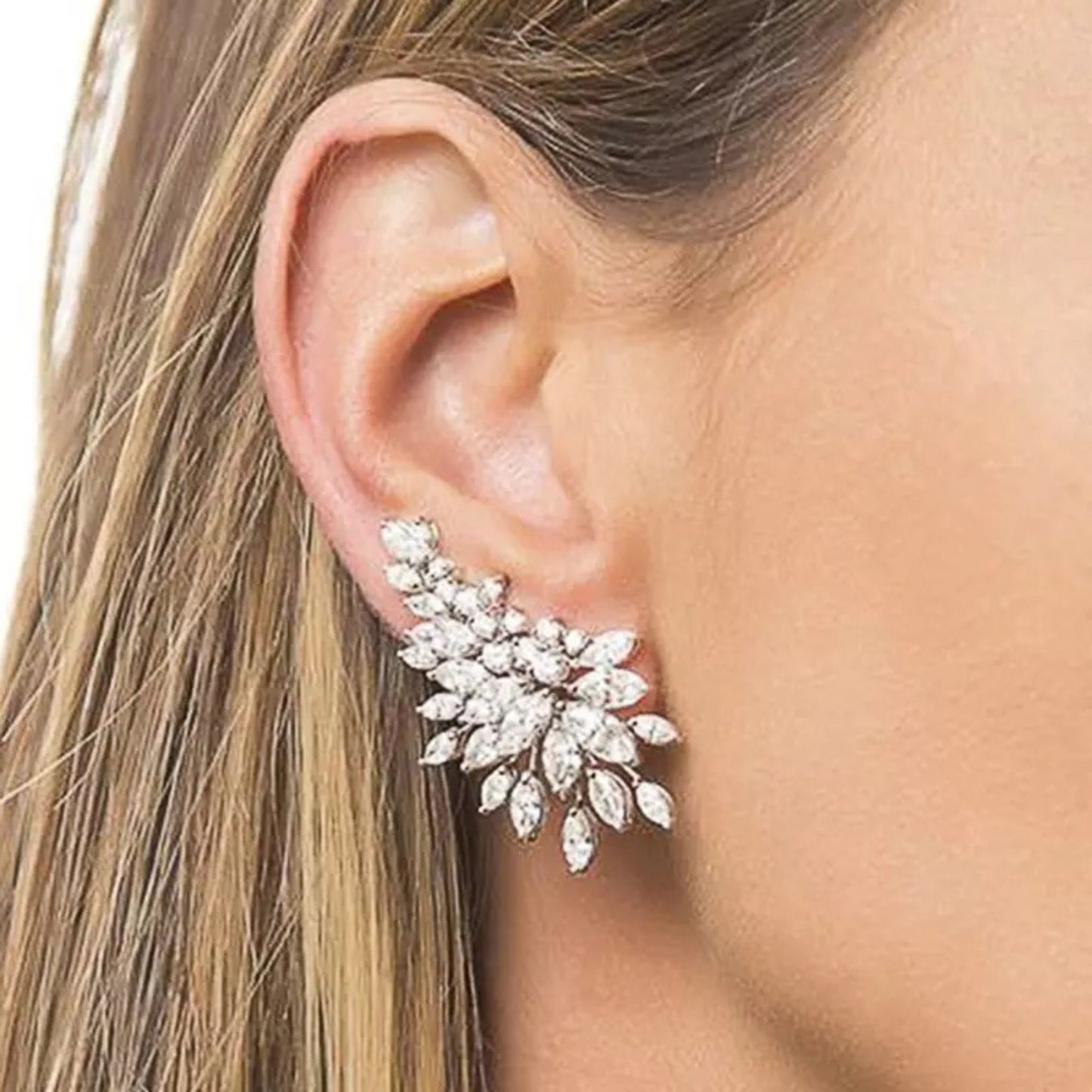 Large Flower Silver Stud Earrings