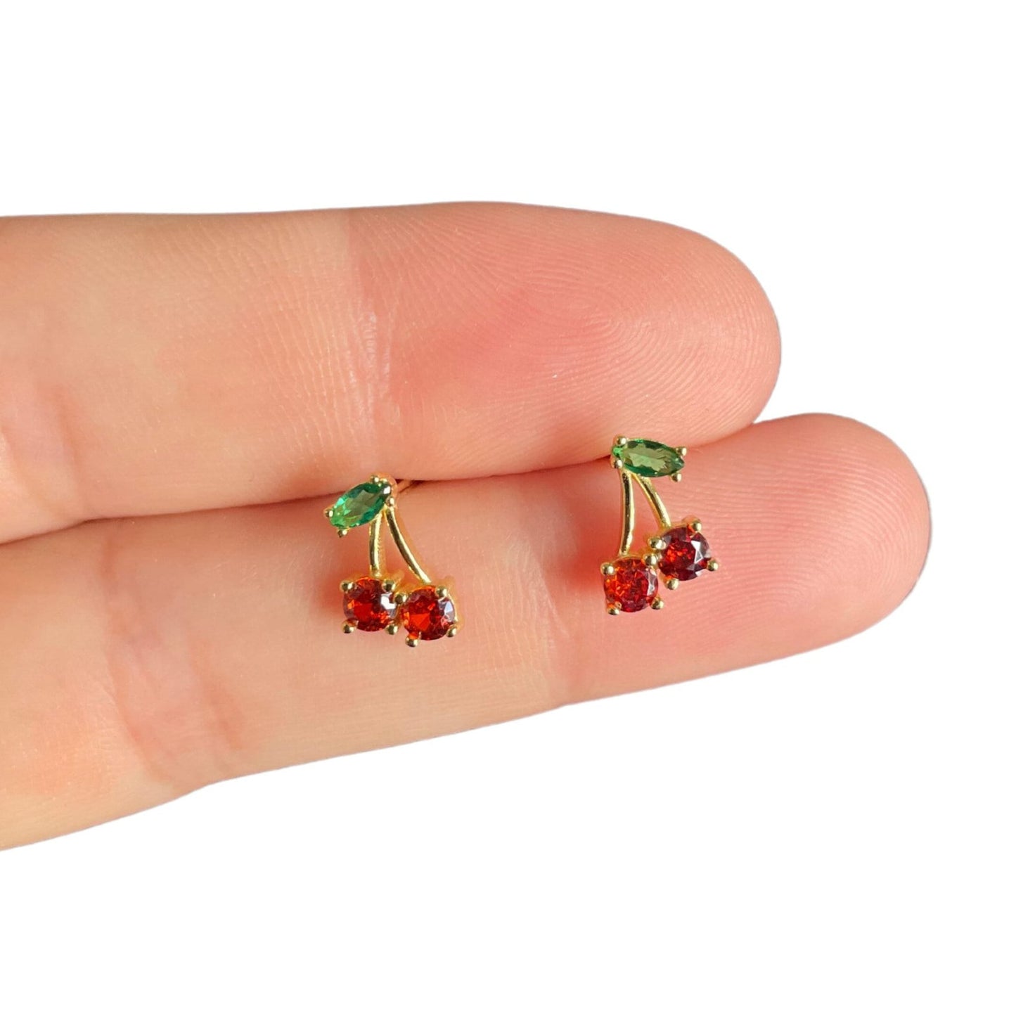 Mini Red Cherry Earrings