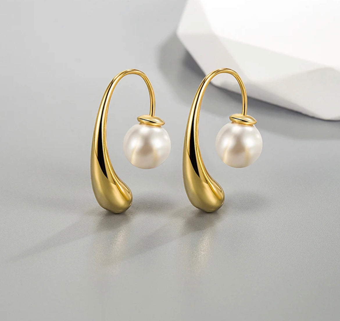 Water Drop Pearl Ear Jacket Earrings
