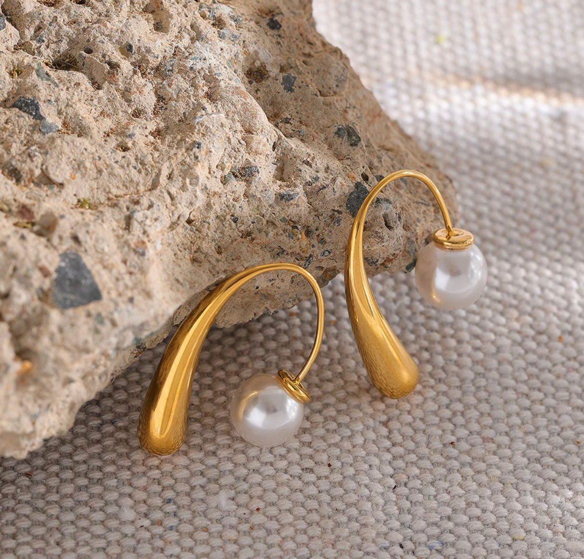 Water Drop Pearl Ear Jacket Earrings