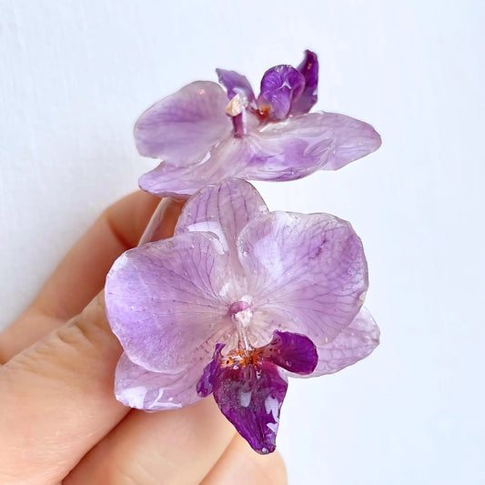 Mini Real Purple Orchid Earrings