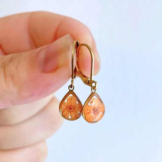 Orange Blossom Teardrop Charm Earrings