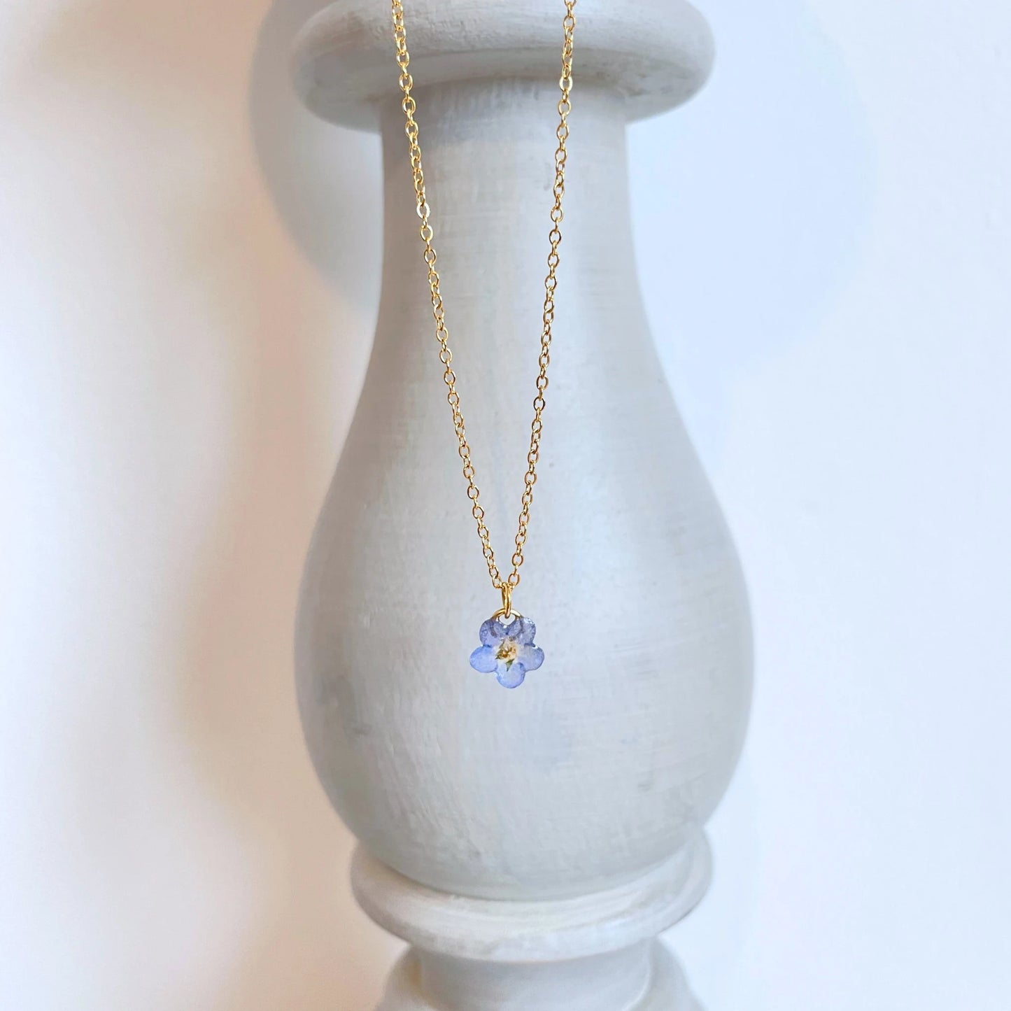 Tiny Forget Me Not Flower Charm Necklace