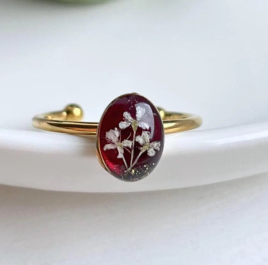 Oval Red Blossom Ring