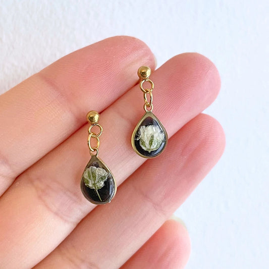 Baby's Breath Teardrop Charm Earrings