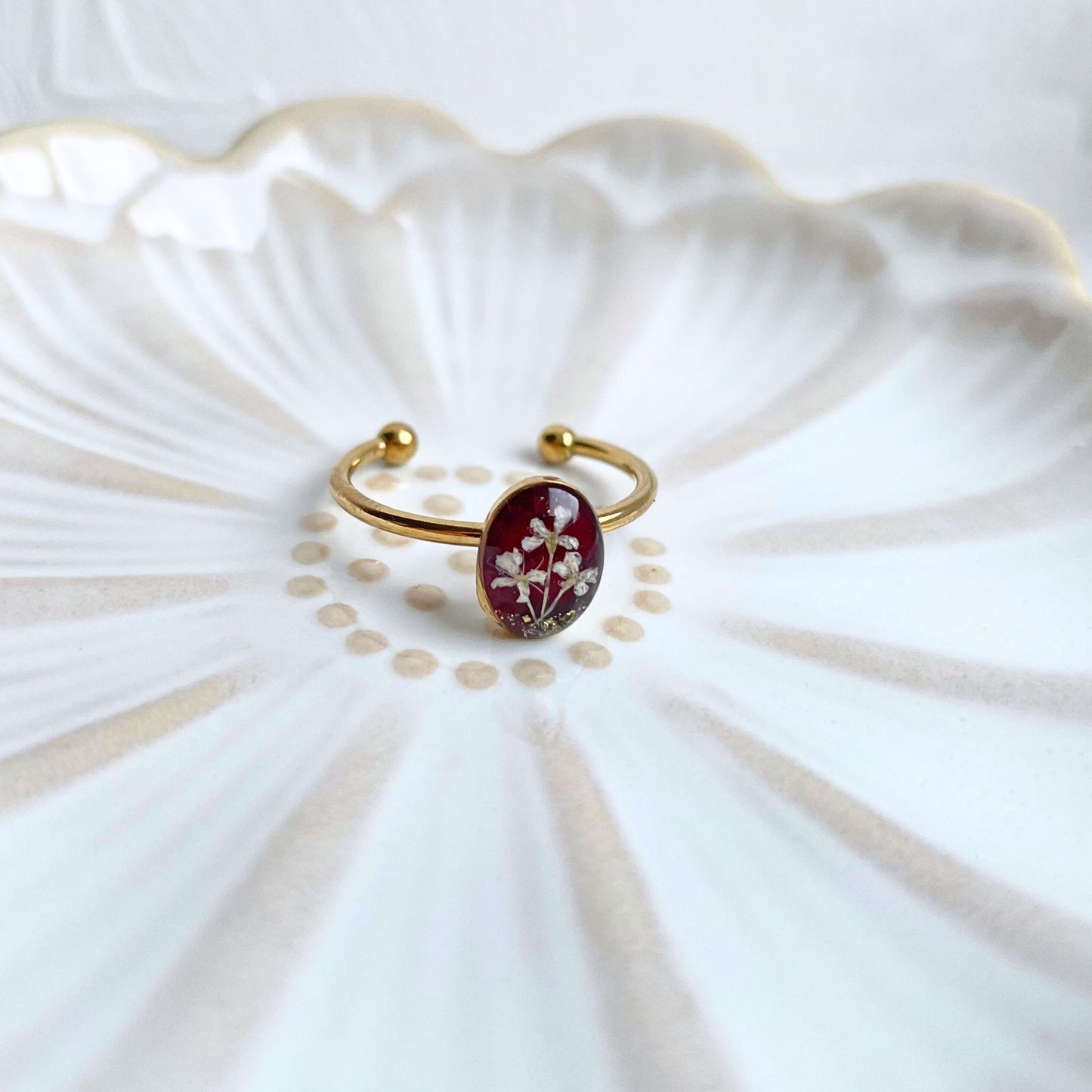 Oval Red Blossom Ring