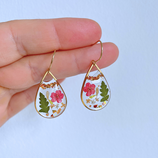 Red Blossom Teardrop Earrings