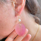 Real Pink Leaf Pearl Earrings