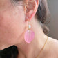 Real Pink Leaf Pearl Earrings