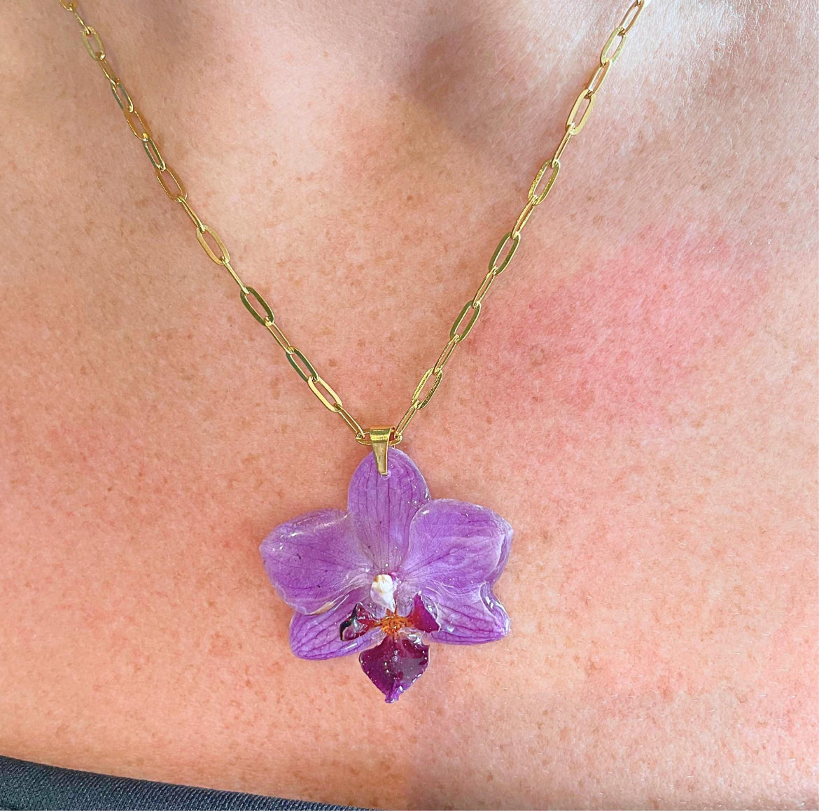 Real Purple Orchid Flower Necklace