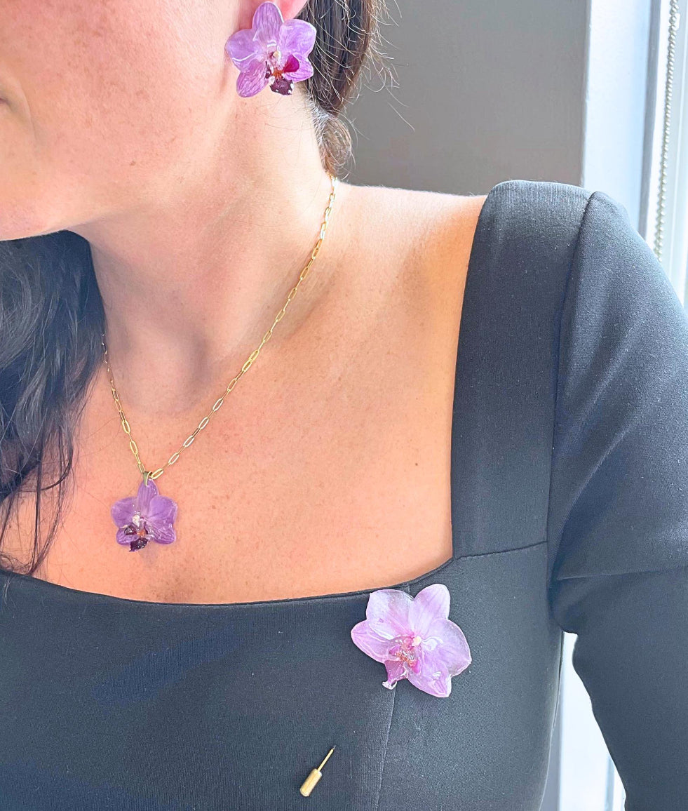 Real Purple Orchid Flower Necklace