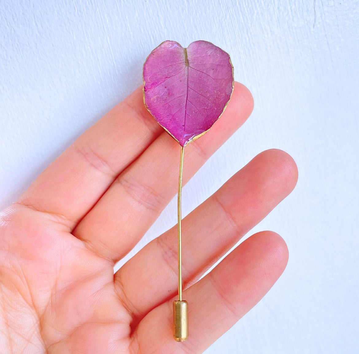 Real Pink Leaf Brooch