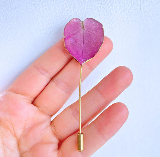 Real Pink Leaf Brooch