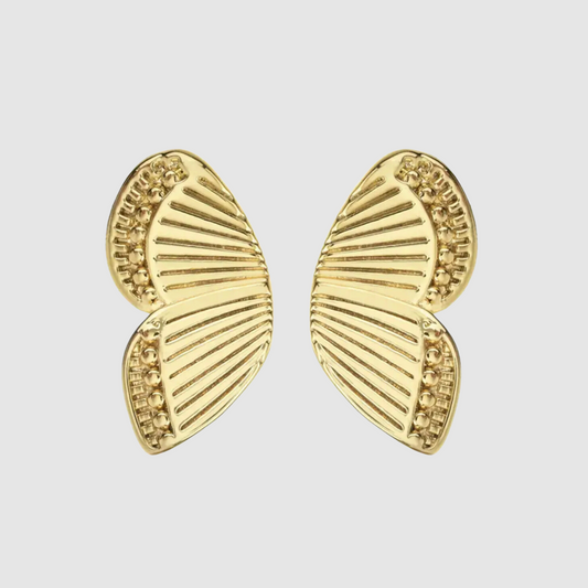 18K Gold Butterfly Wings Stud Earrings