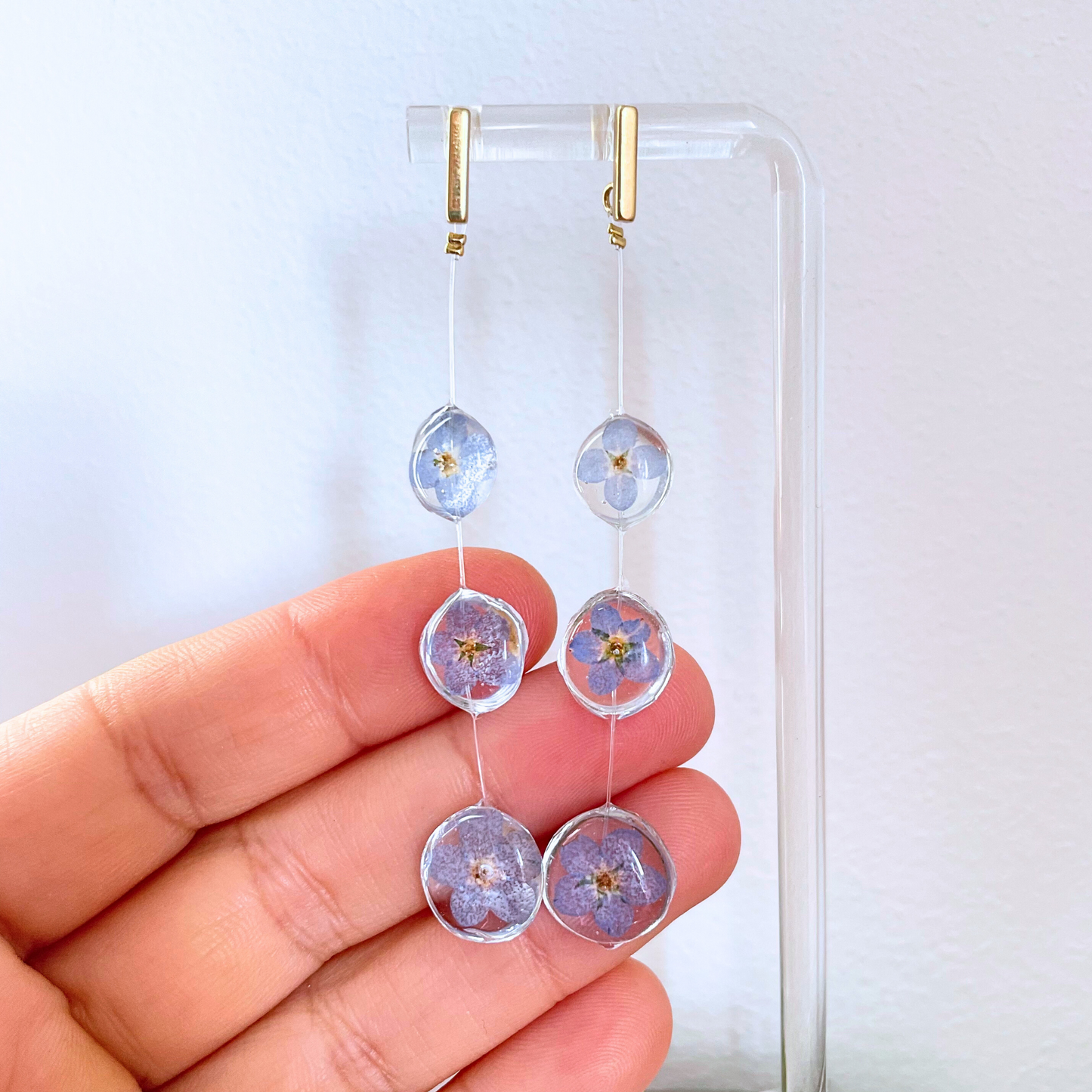 Forget Me Not Flower Raindrop Earrings