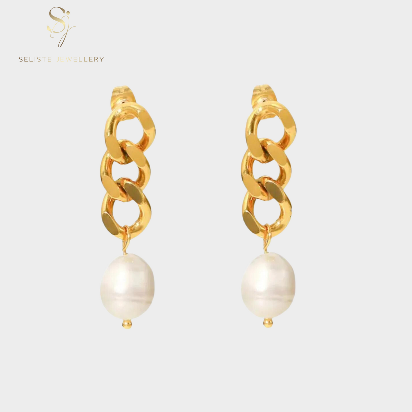 Chain Pearl Drop Earrings