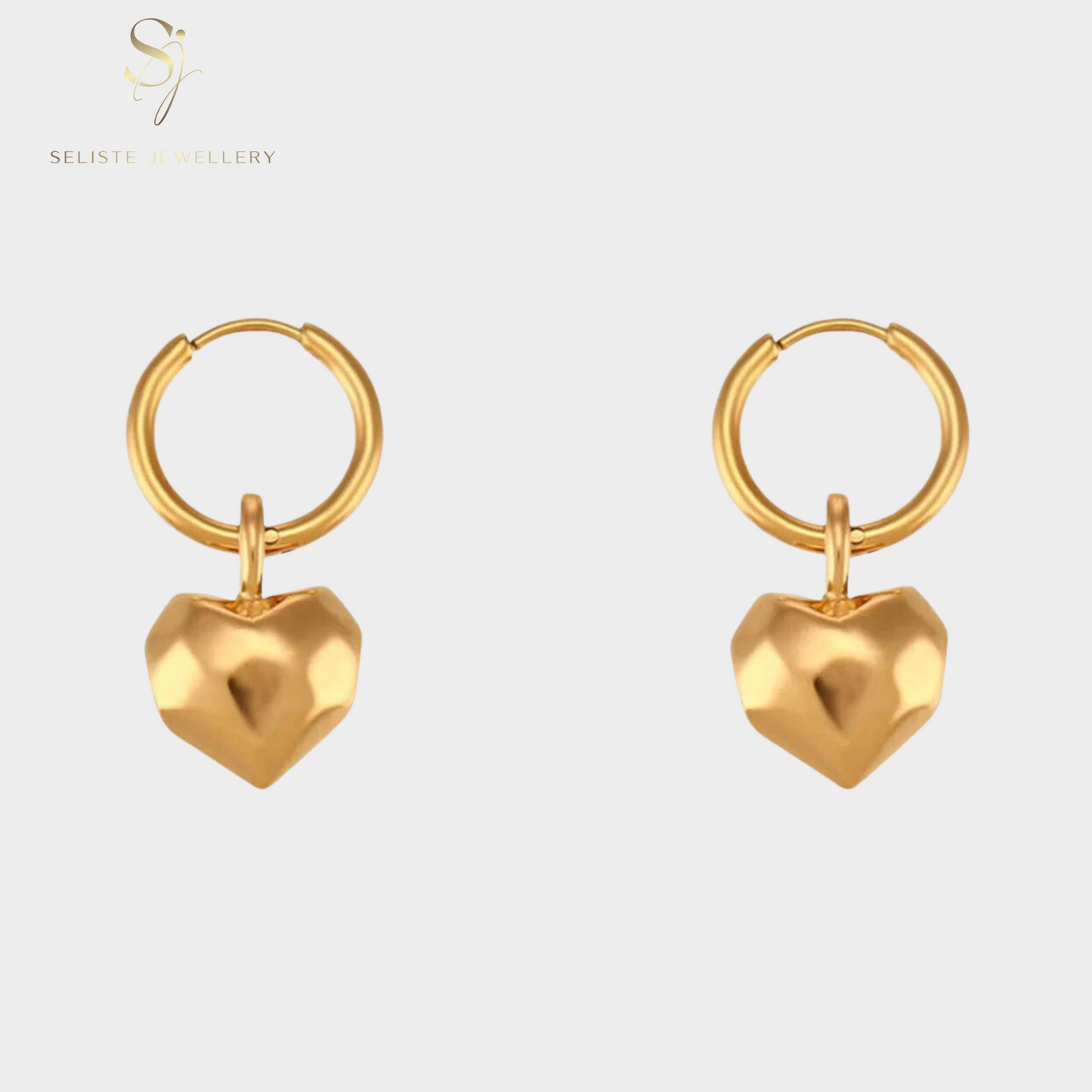 Dainty Irregular Heart Dangle Charm Hoop Earrings