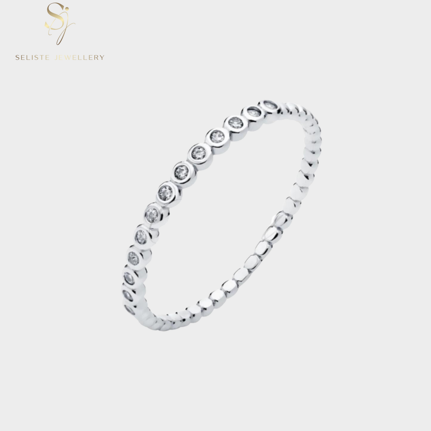 Diamond Stacking Thin Eternity Band Ring