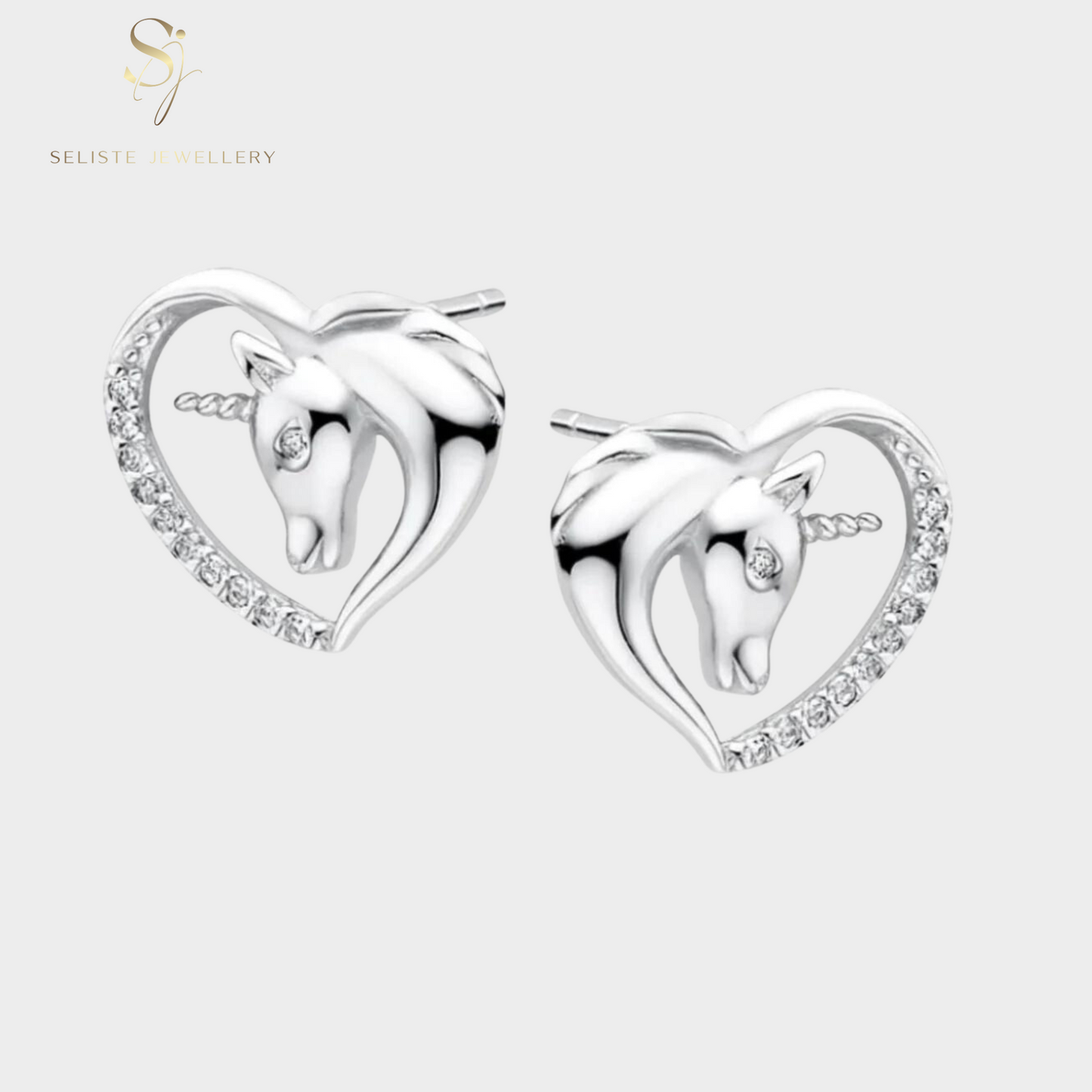 Unicorn Heart Stud Earrings