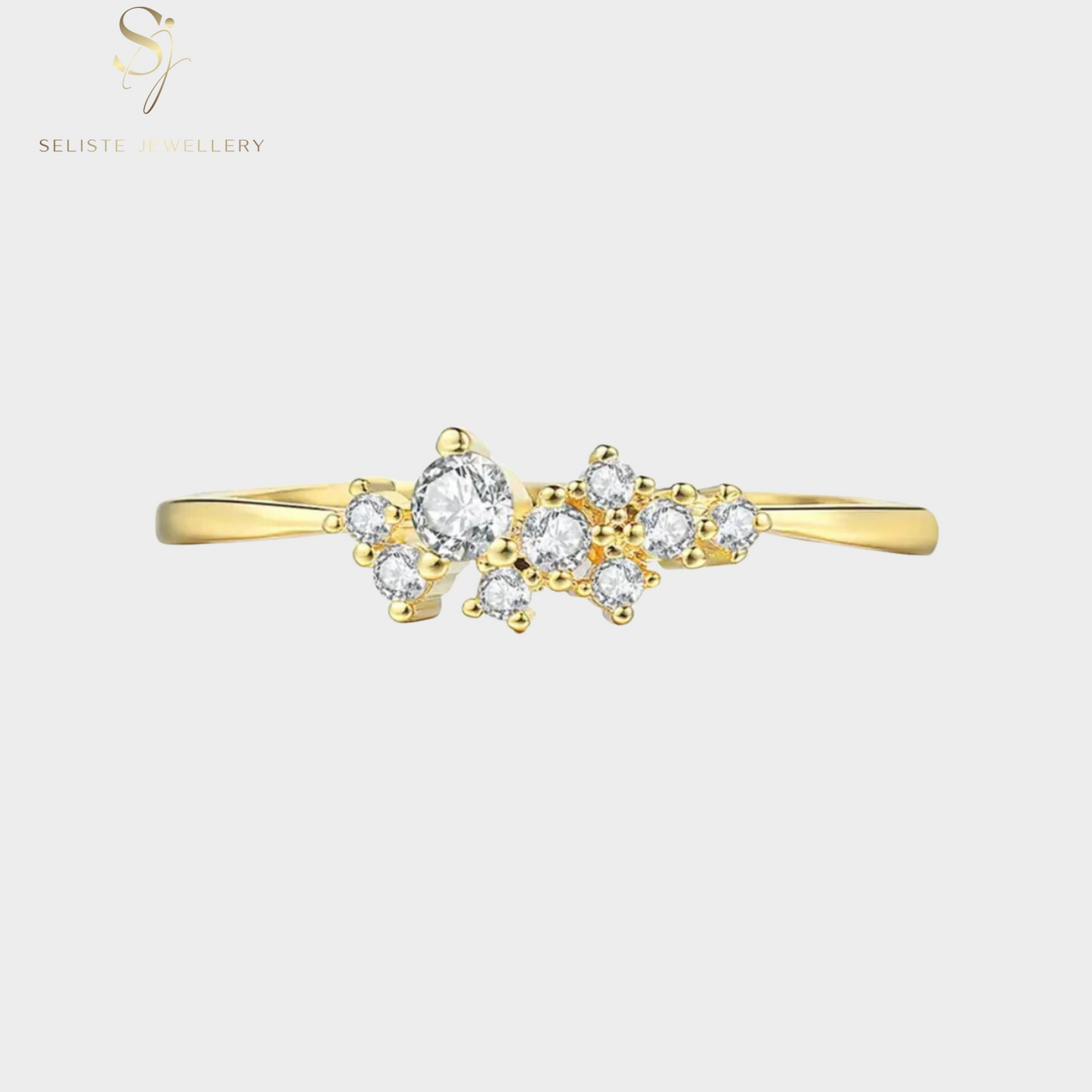 Diamond Flower Thin Gold Ring