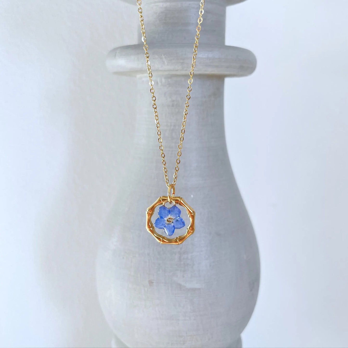 Forget Me Not Bamboo Pendant Necklace