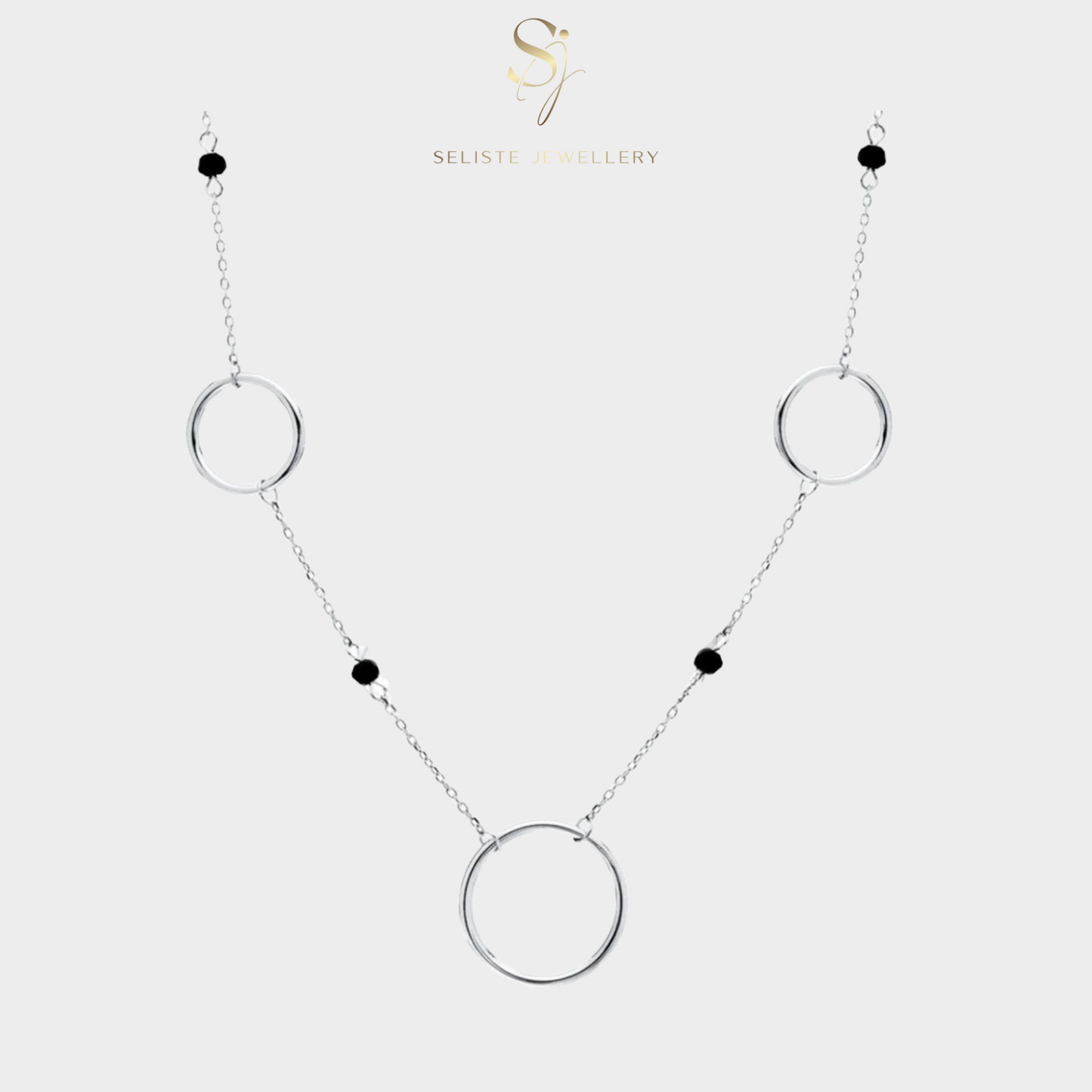 Dainty Black Beads Circle Chain Necklace