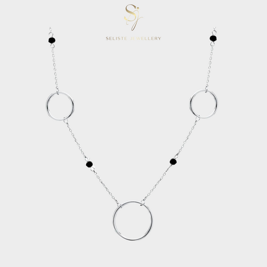 Black Spinel Circle Chain Necklace