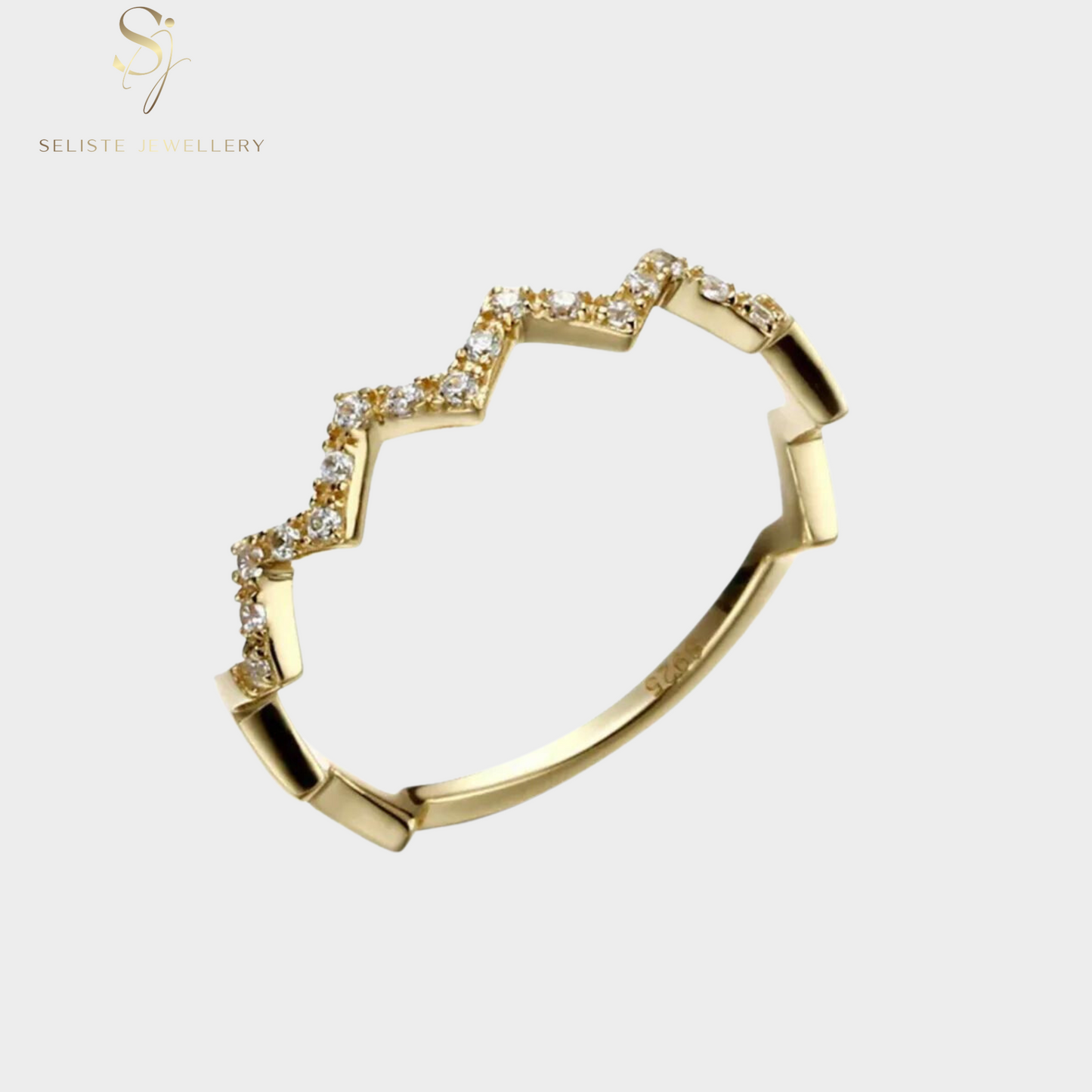 Dainty Diamond Stacking Wave Thin Gold Ring