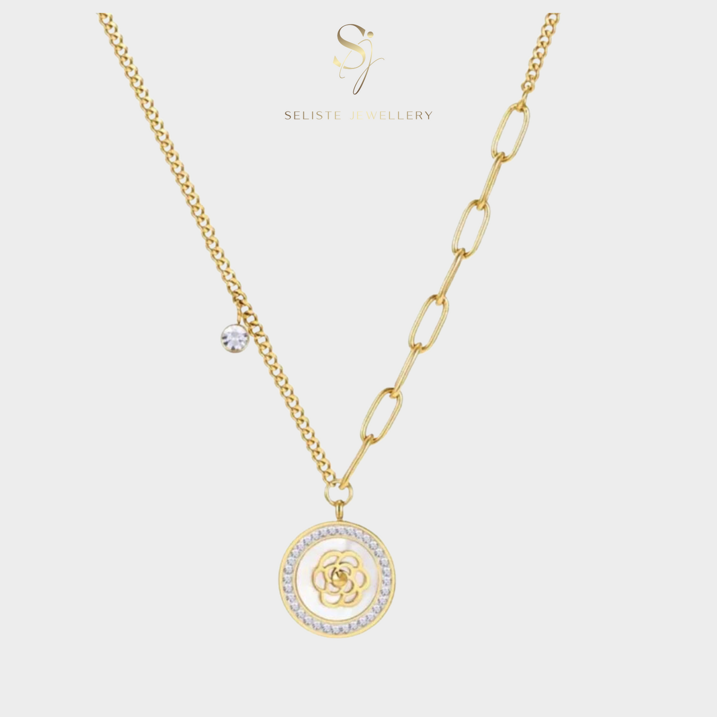 Camellia Flower Gold Pendant Necklace