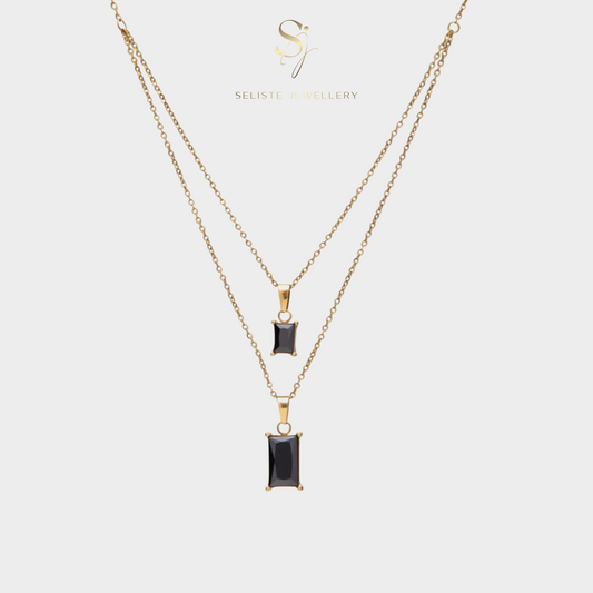 Black Rectangle Pendent Necklace