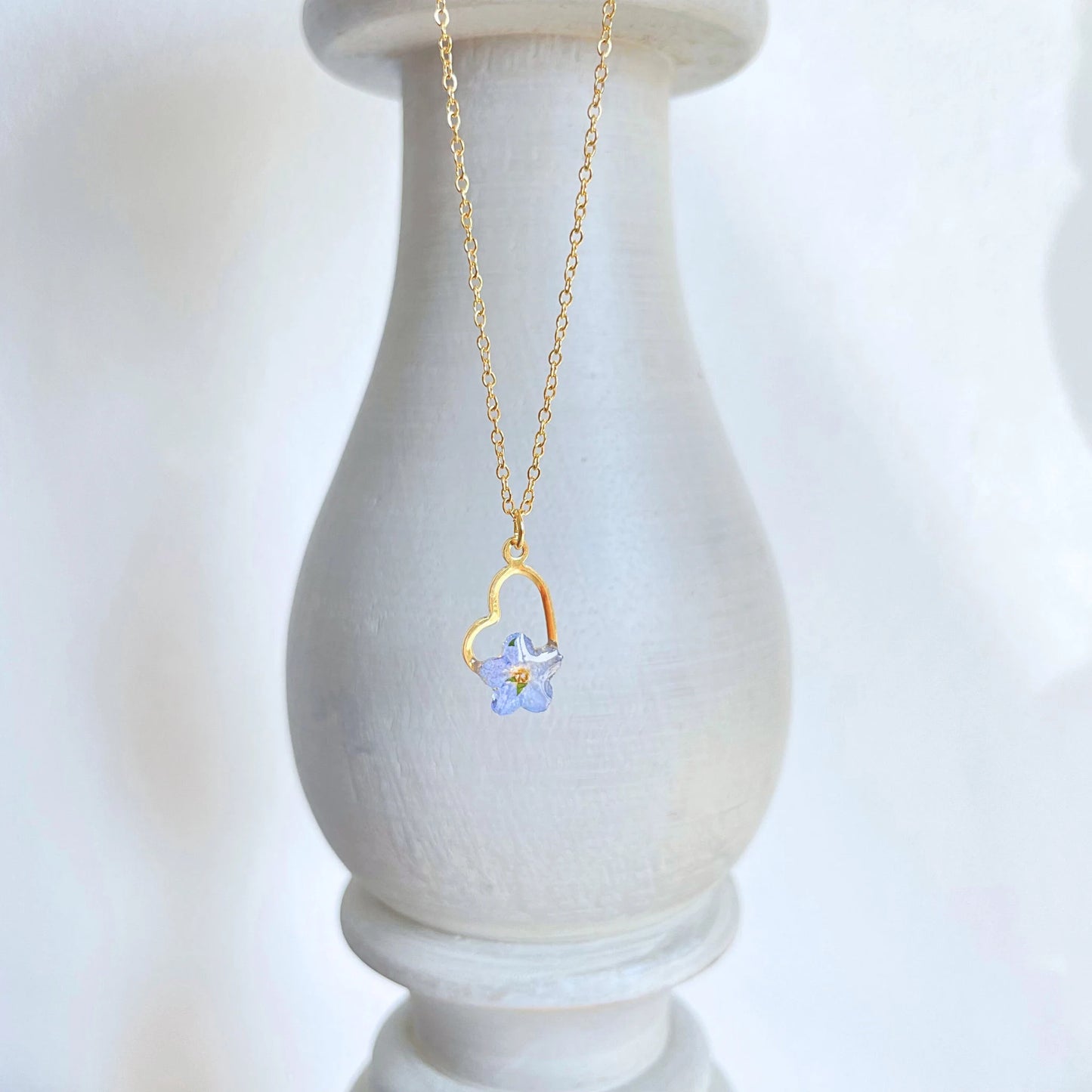 Forget Me Not Heart Charm Necklace