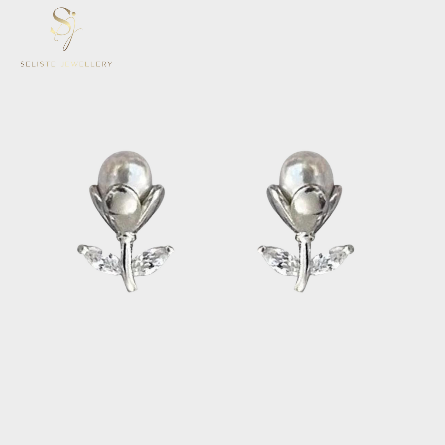 Tulip Flower Pearl Earrings