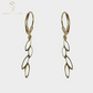 Vine Leaf Charm Drop Hoop Earrings