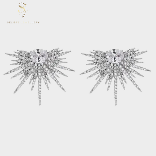 Luxury Large Flower Diamonds Earrings