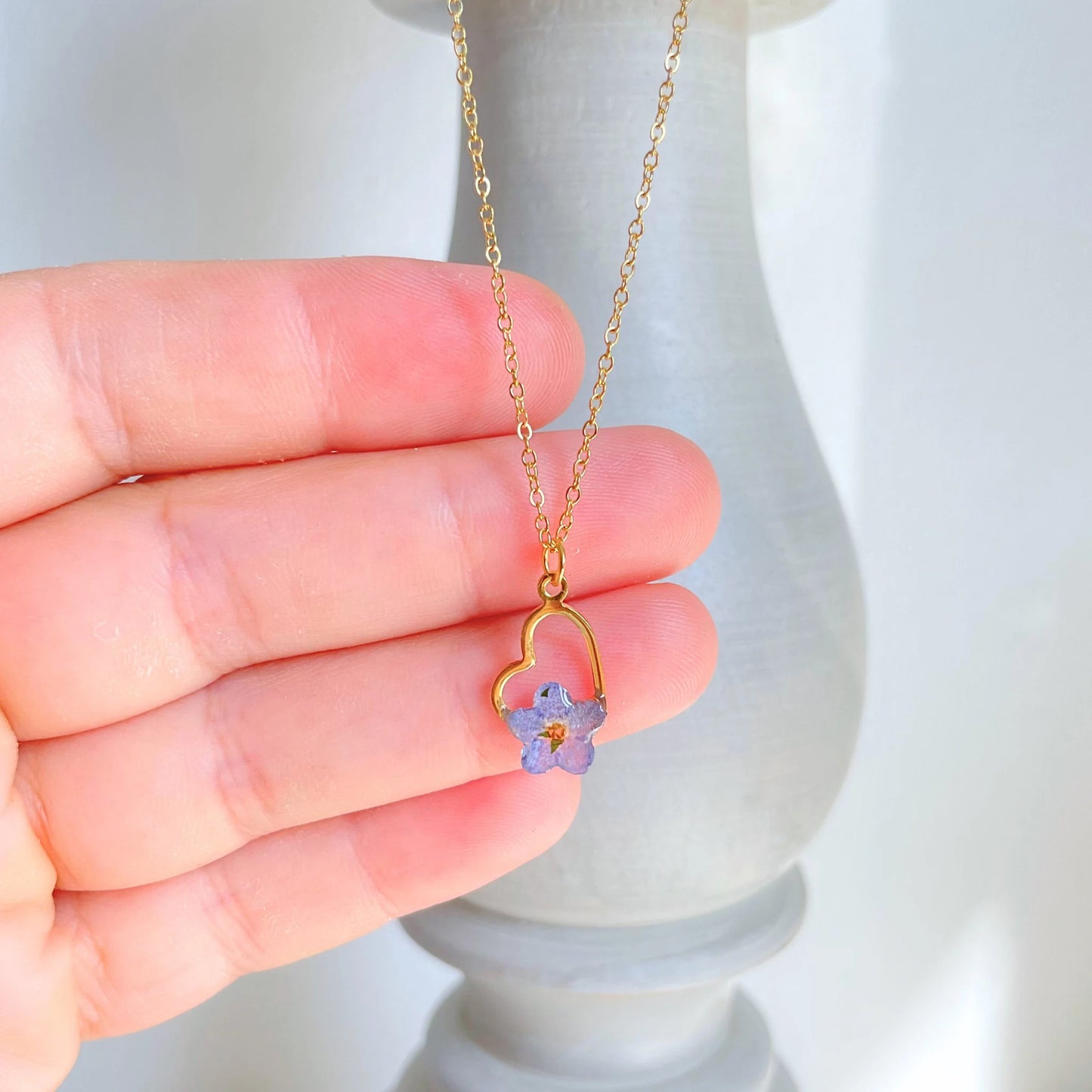 Forget Me Not Heart Charm Necklace