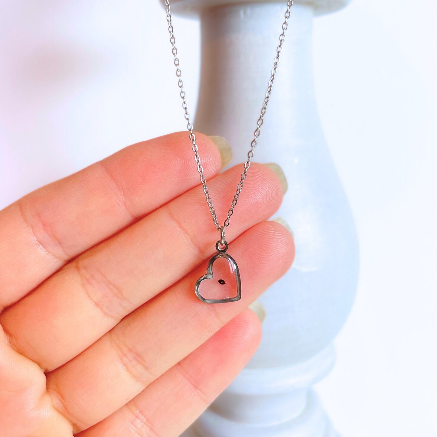 Forget Me Not Seed Heart Charm Miscarriage Necklace