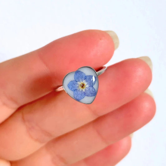 Real Forget Me Not Flower Ring